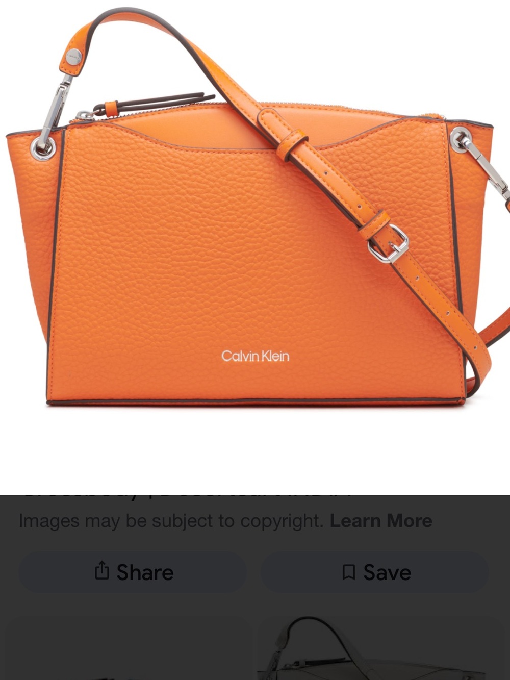 Calvin Klein Bright Orange Pebbled Leather Crossbody